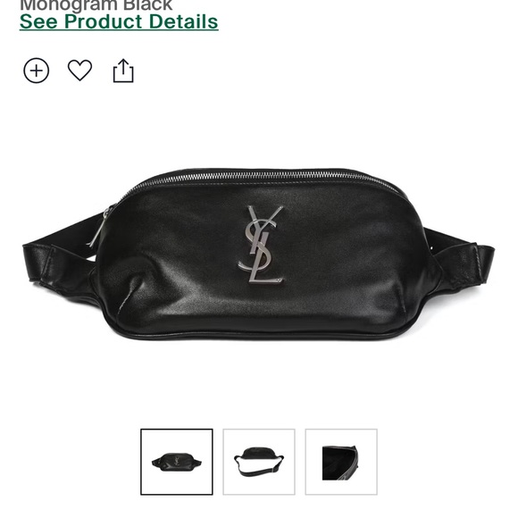 YSL Black Classic Monogram Belt Bag - Picture 1 of 12